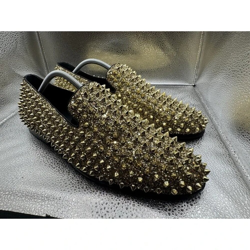 RARE 🚀 Size 10 - J75 By Jump Luxor Gold Spike Studded Men's Slip Ons‎